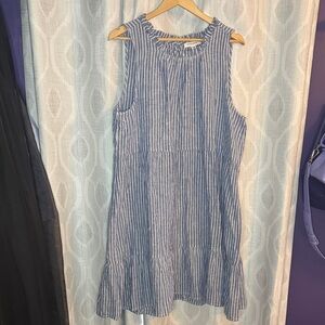 beachlunchlounge Sleeveless Tiered Dress Blue and White Stripes Size XXL